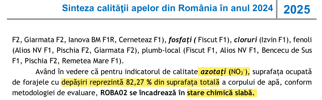 Corp de apă sub fermele Smithfield, în stare chimică slabă