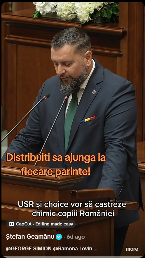 Parlamentul pe TikTok. Castrarea chimică a copiilor, oile din Ucraina și banii europeni care ne îngenunchează - dezinformările publicate de deputați și senatori 6 stefan geamanu captura tt